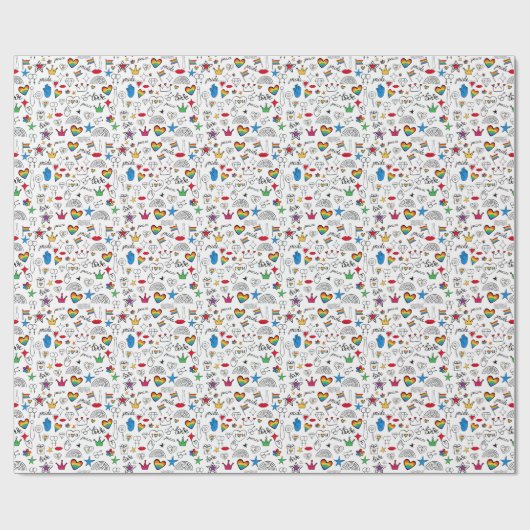 Gay Pride-Doodle-Muster Geschenkpapier (Flach)