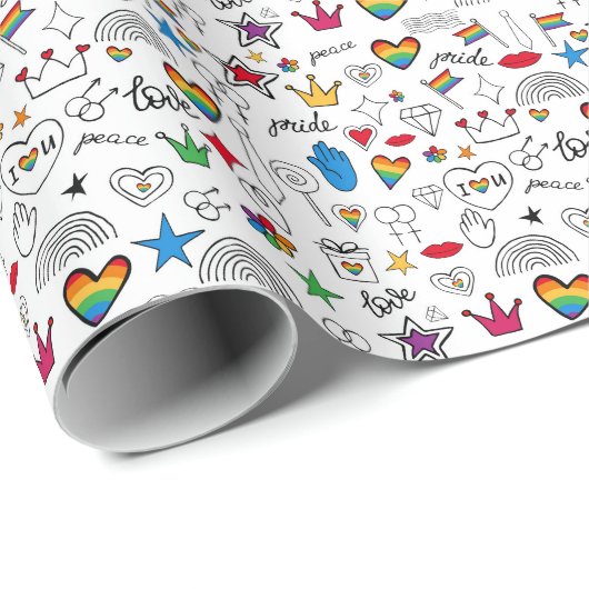 Gay Pride-Doodle-Muster Geschenkpapier (Rolleneckpunkt)
