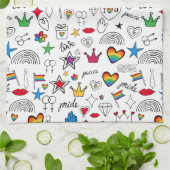 Gay Pride-Doodle-Muster Geschirrtuch (Gefaltet)