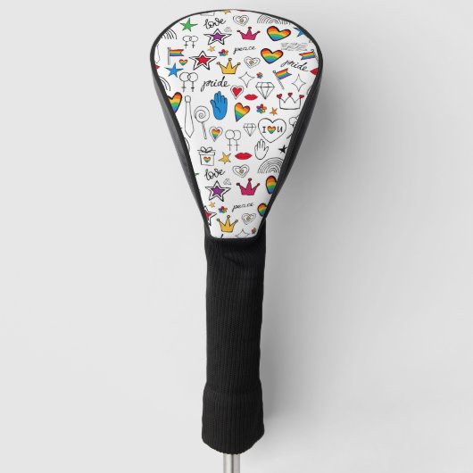 Gay Pride-Doodle-Muster Golf Headcover (Vorderseite)