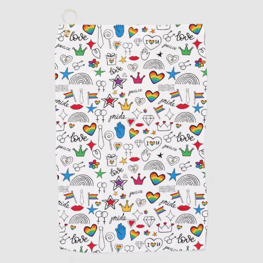 Gay Pride-Doodle-Muster Golfhandtuch (Vorderseite)