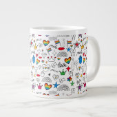 Gay Pride-Doodle-Muster Jumbo-Tasse (Vorderseite Rechts)