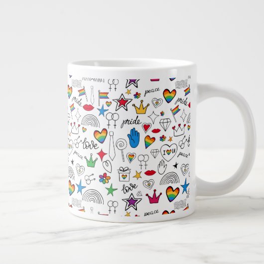 Gay Pride-Doodle-Muster Jumbo-Tasse (Rechts)