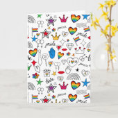 Gay Pride Doodle Muster Karte (Gelbe Blume)