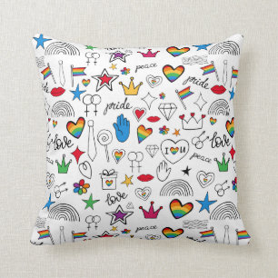 Gay Pride-Doodle-Muster Kissen