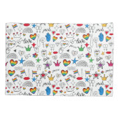 Gay Pride-Doodle-Muster Kissenbezug (Rückseite-Links)