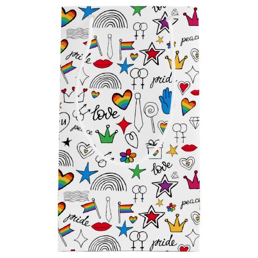 Gay Pride-Doodle-Muster Kleine Geschenktüte (Vorderseite)