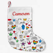 Gay Pride-Doodle-Muster Kleiner Weihnachtsstrumpf (Vorderseite)