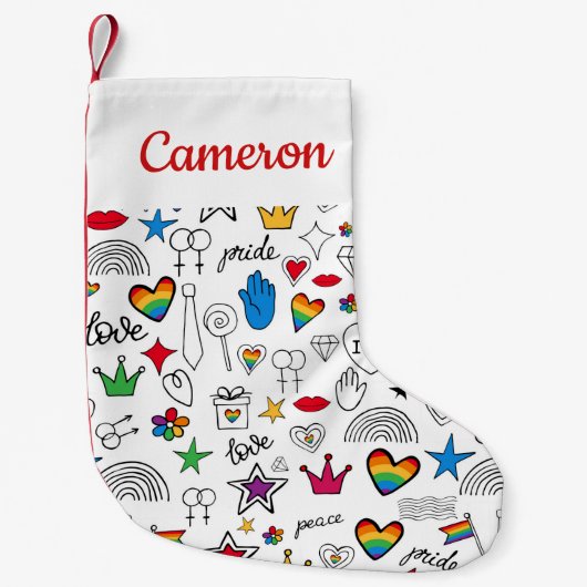 Gay Pride-Doodle-Muster Kleiner Weihnachtsstrumpf (Vorderseite)