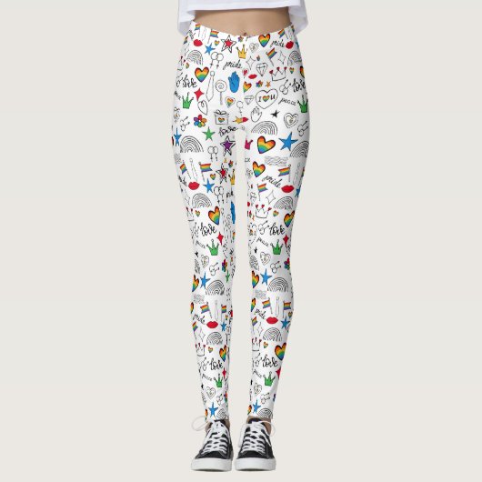 Gay Pride-Doodle-Muster Leggings (Vorderseite)