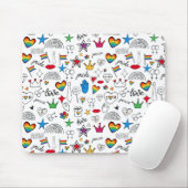 Gay Pride-Doodle-Muster Mousepad (Mit Mouse)
