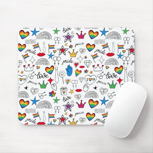 Gay Pride-Doodle-Muster Mousepad (Mit Mouse)