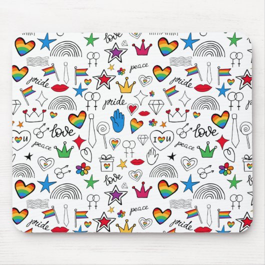 Gay Pride-Doodle-Muster Mousepad (Vorne)