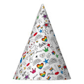 Gay Pride-Doodle-Muster Partyhütchen (Links)