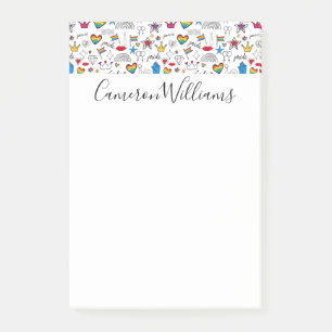 Gay Pride-Doodle-Muster Post-it Klebezettel