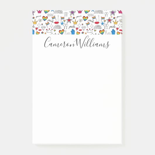 Gay Pride-Doodle-Muster Post-it Klebezettel (Vorderseite)