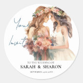 Gay Pride Elegante Blush Wedding Runder Aufkleber (Vorderseite)