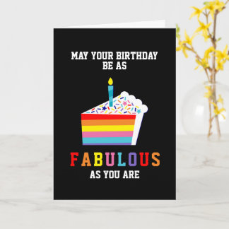 Gay Pride Fabulous Rainbow Birthday Cake Karte