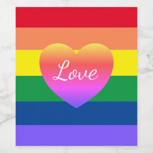 Gay Pride Farbige Regenbogenflagge LGBTQ Weinetikett (Einzelnes Label)