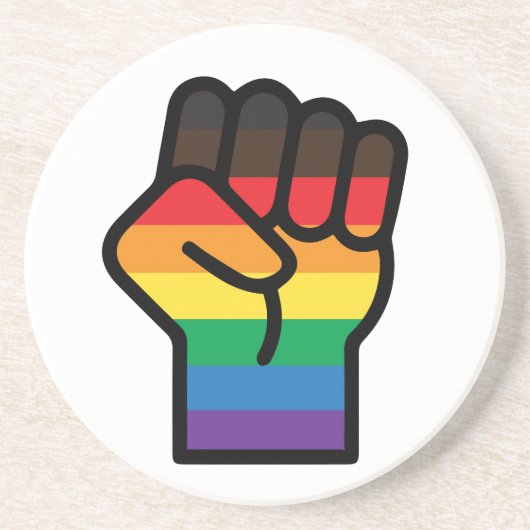 Gay Pride Faust Getränkeuntersetzer (Vorne)