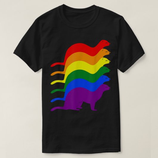 Gay Pride Ferret LGBT Regenbogenflagge T-Shirt (Design vorne)
