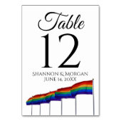 Gay Pride Festive Rainbow Fahnen Hochzeit Tischnummer (Vorderseite)