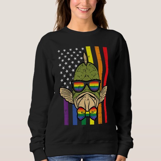 Gay Pride Fish US Rainbow Flag Lgbt Patriotic Men  Sweatshirt (Vorderseite)