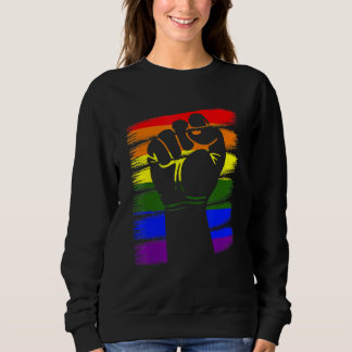 Gay Pride Fist Lgbt Q Cool Rainbow Flag Color Ally Sweatshirt