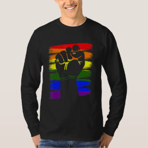 Gay Pride Fist Lgbt Q Cool Rainbow Flag Color Ally T-Shirt