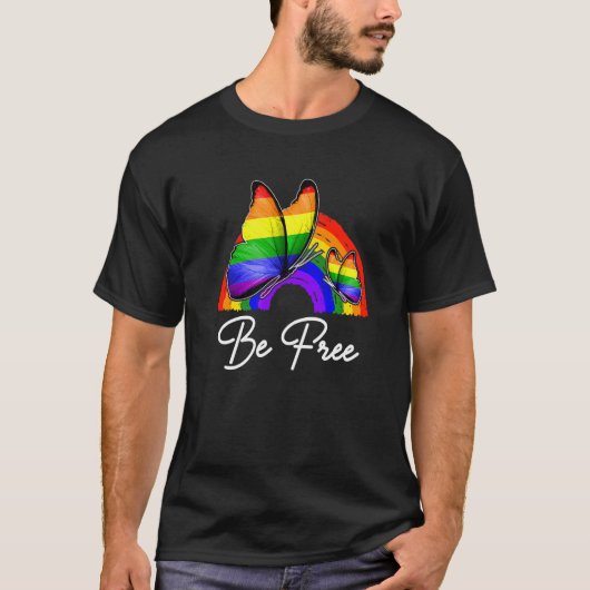 Gay Pride Flag Butterfly Lgbt Pride Monat CDs werd T-Shirt (Vorderseite)