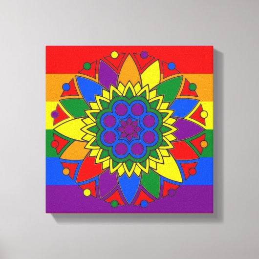 Gay Pride Flag Colors Mandala LGBT Leinwanddruck (Vorderseite)