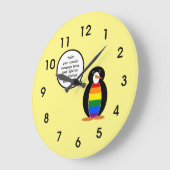 Gay Pride Flag Gespräch mit Pinguin Große Wanduhr (Winkel)