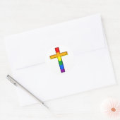 Gay Pride-Flag-Kreuz Runder Aufkleber (Umschlag)
