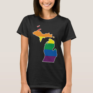 Gay Pride Flag Michigan Staat Karte Regenbogen Str T-Shirt