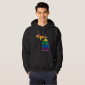 Gay Pride Flag  Michigan State Map  Rainbow Stripe Hoodie (Vorne ganz)