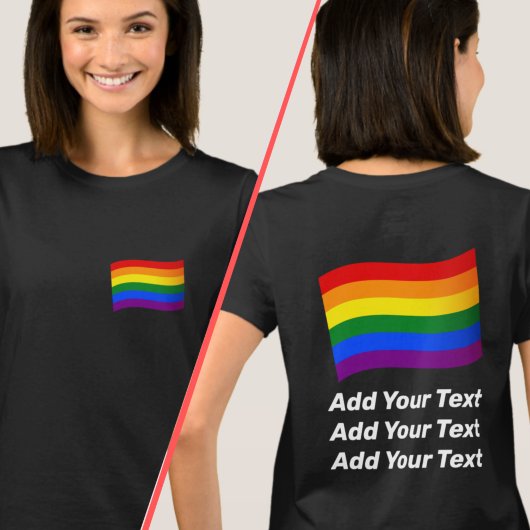 Gay Pride-Flag mit Regenbogenfarben 2 Seiten LGBTQ T-Shirt