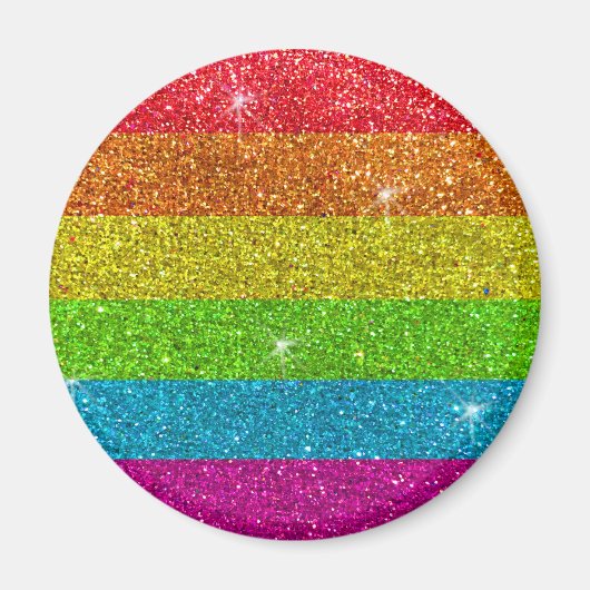Gay Pride Flag Regenbogen Glitzer Streifen LGBT Li Magnet (Vorne)