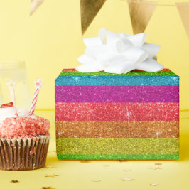 Gay Pride Flag Regenbogen Glitzer Streifen LGBTQIA Geschenkpapier