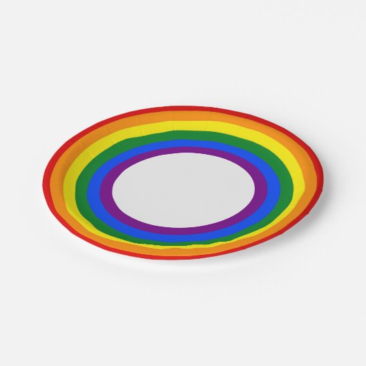 Gay Pride-Flag-Regenbogen Pappteller (Schrägansicht)