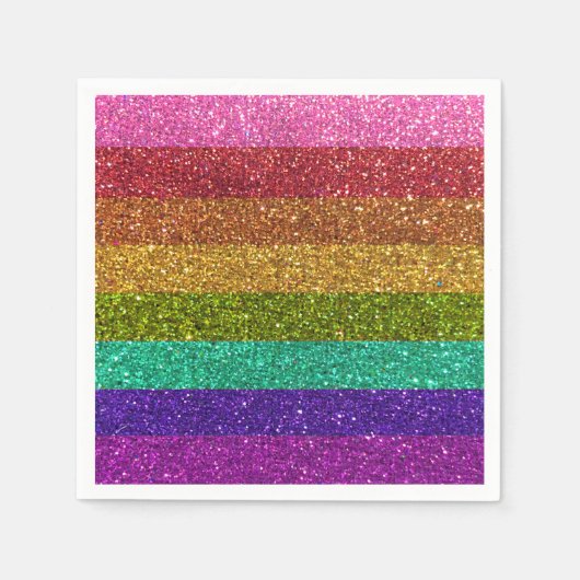 Gay Pride Flag Streifen Regenbogen Glitzer LGBTQIA Serviette (Vorderseite)