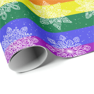 Gay Pride Flag Weihnachtsschneemuster Geschenkpapier