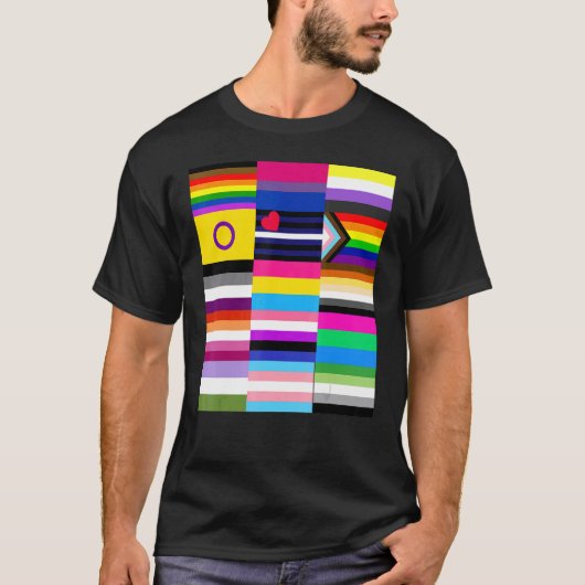 Gay Pride Flags Rainbow Word Design T-Shirt (Vorderseite)
