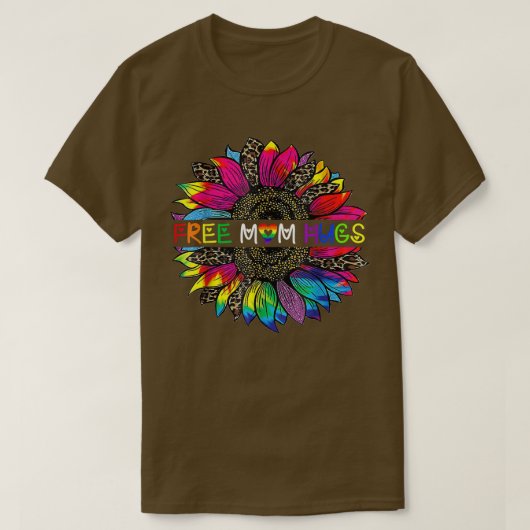 Gay Pride Freie Mama Schläger Sonnenblumen Leopard T-Shirt (Design vorne)