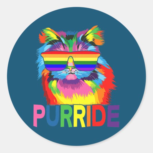 Gay Pride für Männer LGBT Daddy Cat Purride Runder Aufkleber (Vorderseite)