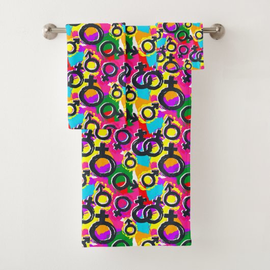 Gay Pride Geschlecht Neonmuster Badhandtuch Set (Insitu)