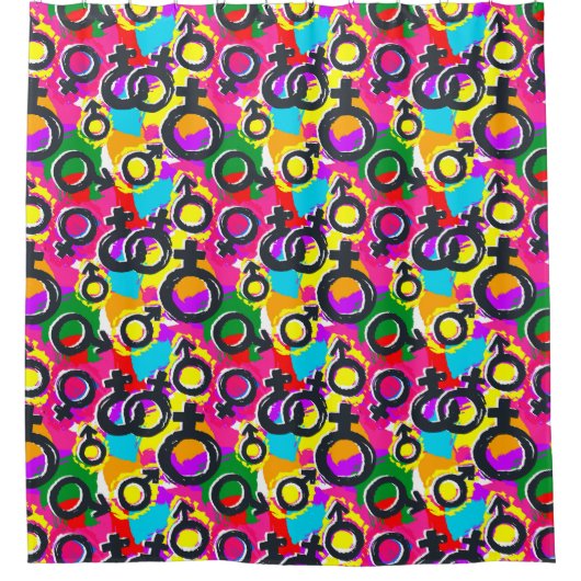 Gay Pride Geschlecht Neonmuster Duschvorhang (Vorderseite)