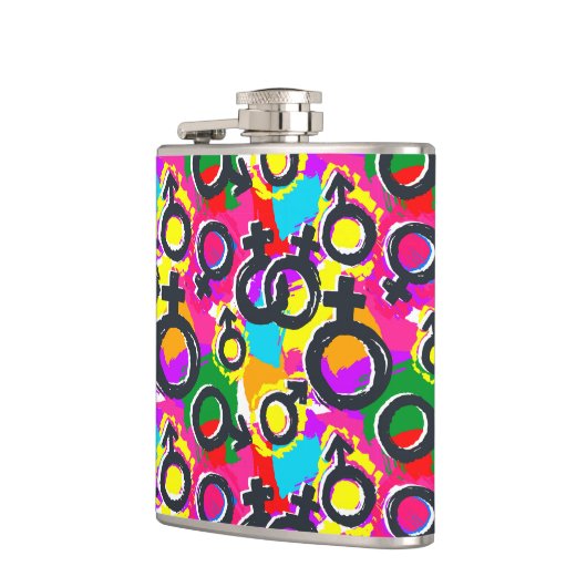 Gay Pride Geschlecht Neonmuster Flachmann (Links)