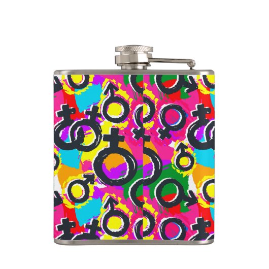 Gay Pride Geschlecht Neonmuster Flachmann (Rückseite)