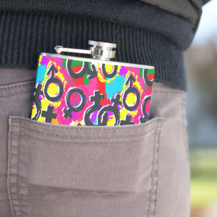 Gay Pride Geschlecht Neonmuster Flachmann