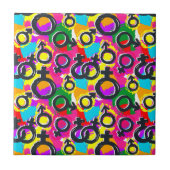 Gay Pride Geschlecht Neonmuster Fliese (Vorderseite)